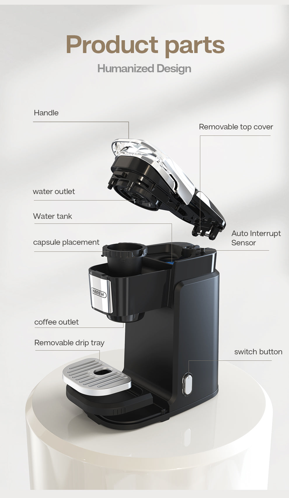 HiBREW Single Serve Coffee Maker